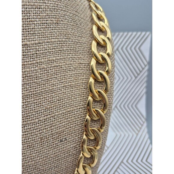 Vintage Napier Statement Chain Necklace Bold Classy Gold Tone Curb Link 24" Flat - Picture 4 of 9